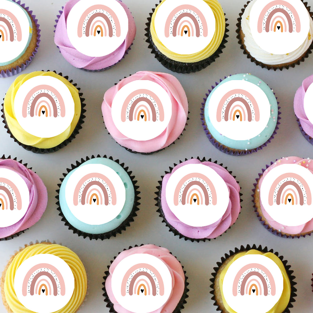 Rainbow Pre-cut Mini Edible Cupcake or Cookie Toppers
