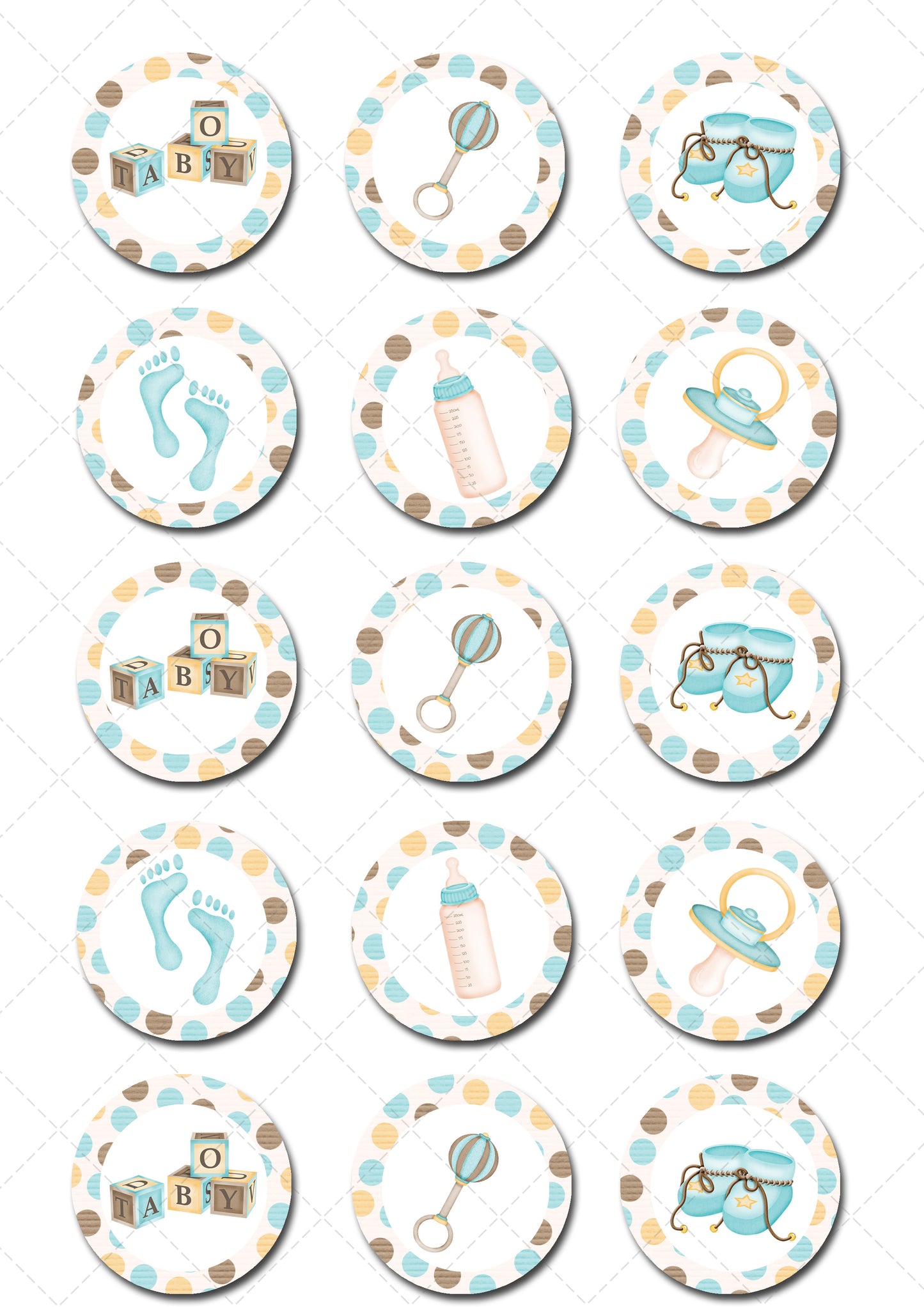 Baby Boy Pre-cut Edible Icing Cupcake or Cookie Toppers