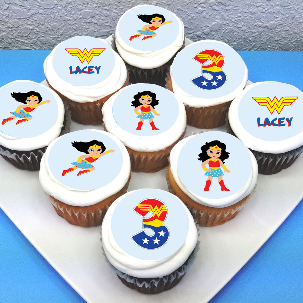 Wonderwoman Edible Cupcake Toppers