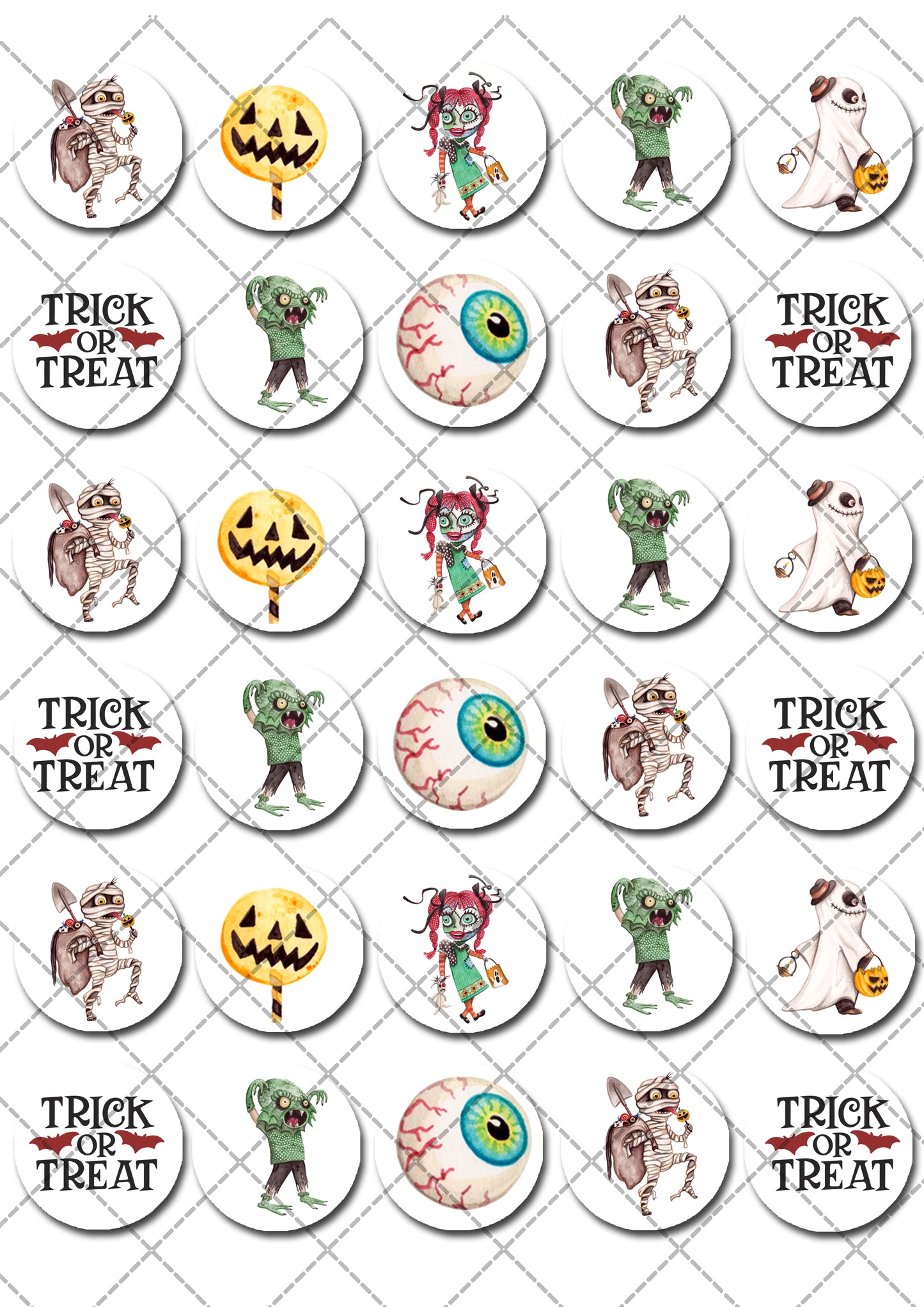 Halloween Pre-cut Mini Edible Cupcake or Cookie Toppers