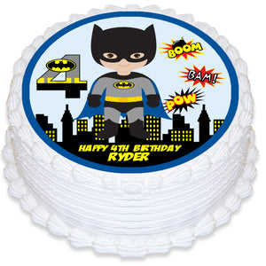 Batman Round Edible Icing Cake Topper