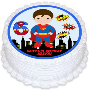 Superman Round Edible Cake Topper