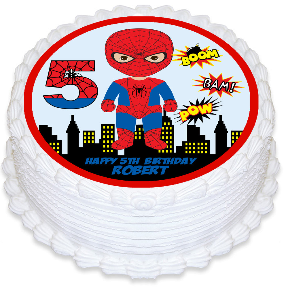 Spiderman Round Edible Cake Topper