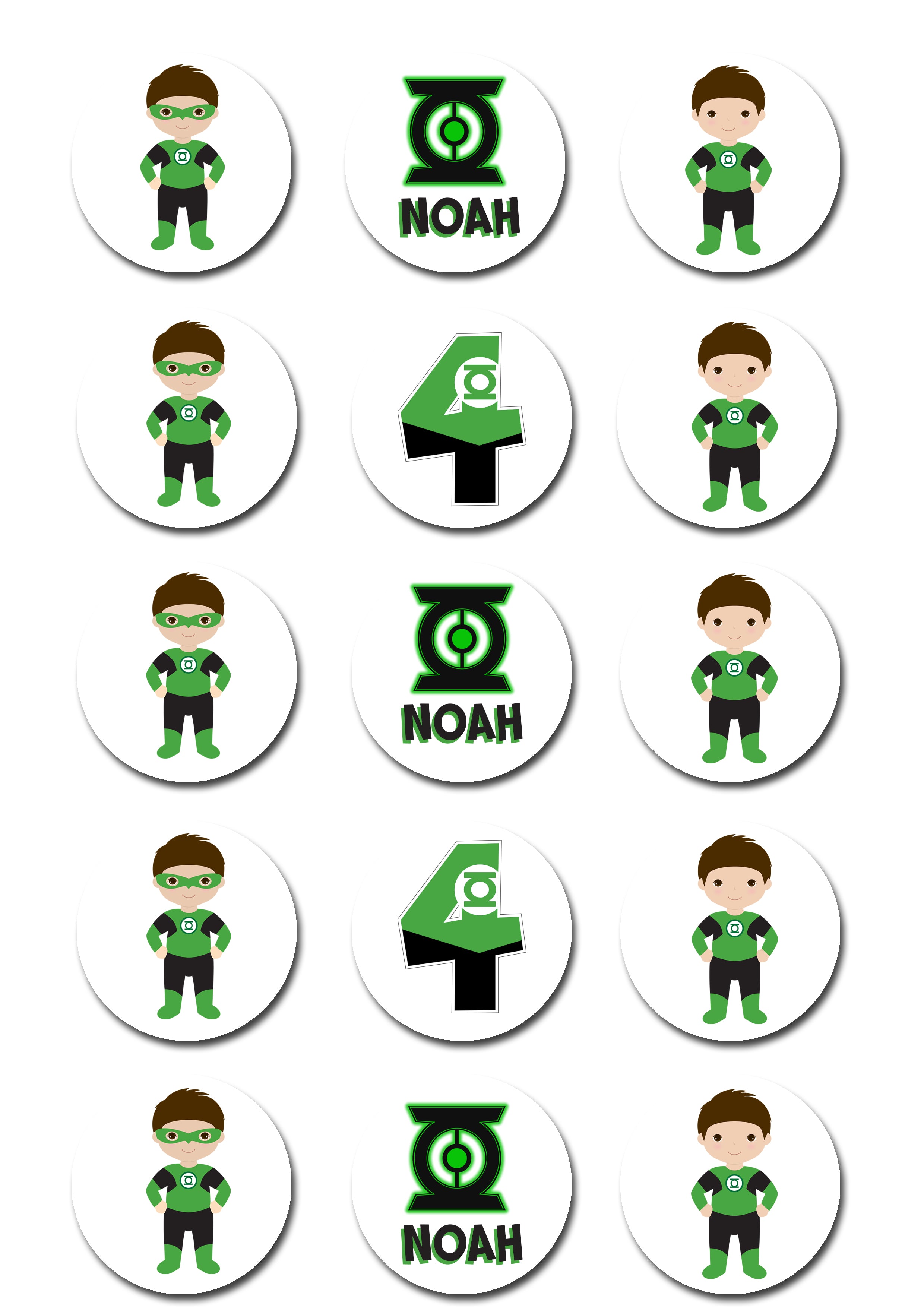 Green Lantern Edible Cupcake Toppers – Deezee Designs