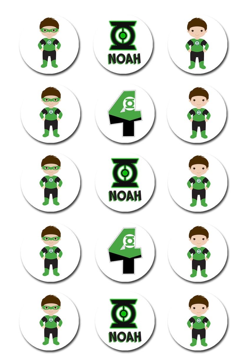 Green Lantern Edible Cupcake Toppers – Deezee Designs