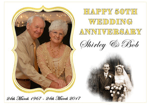 Anniversary Rectangle Edible Cake Topper with Photos