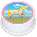 Horse Themed Round Edible Cake Topper