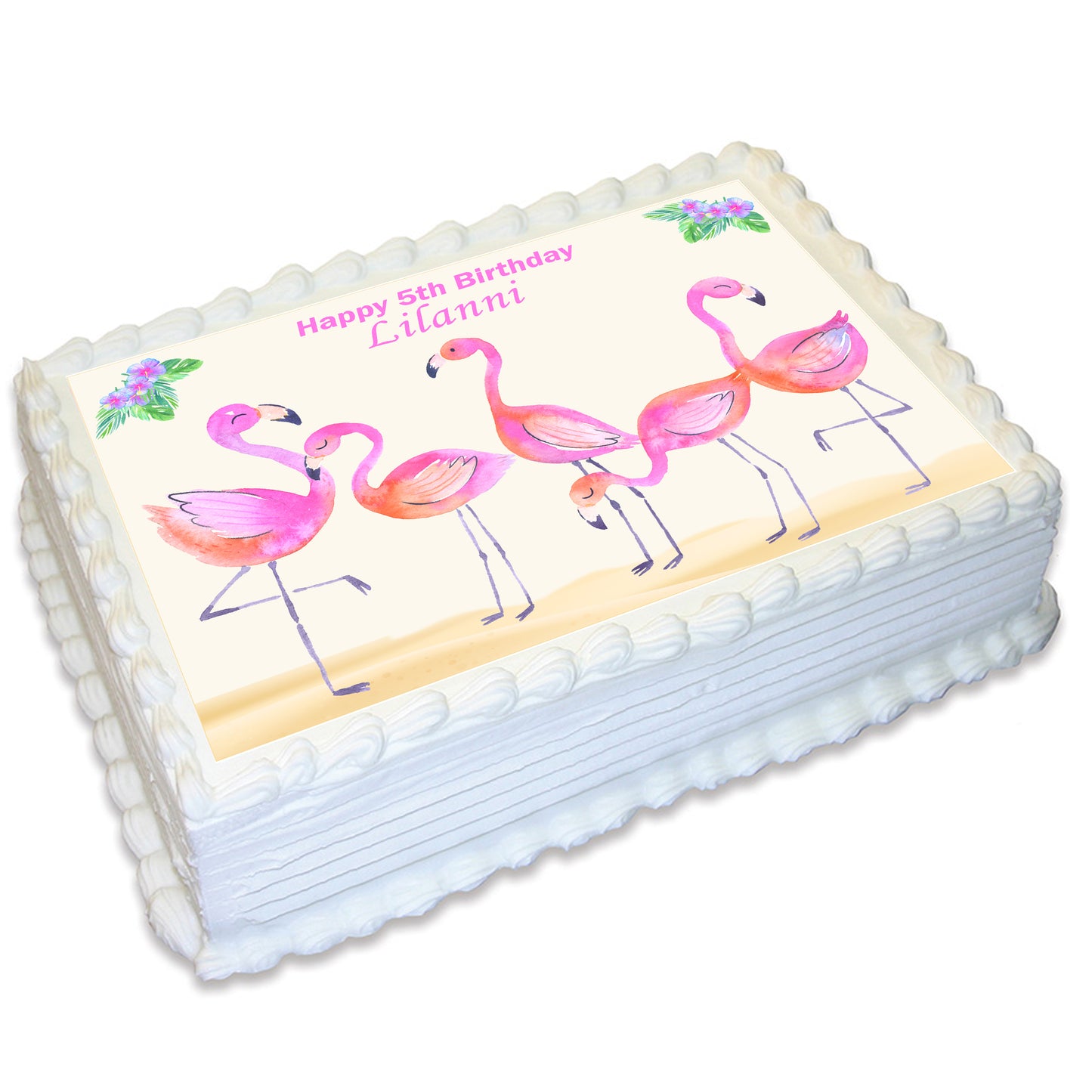 Flamingo Rectangle Edible Cake Topper