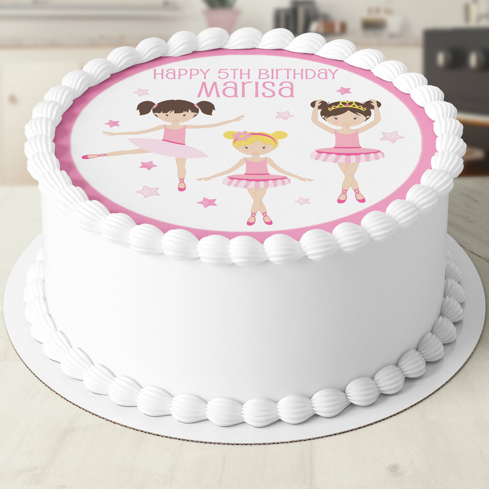 Ballerina Round Edible Icing Cake Topper