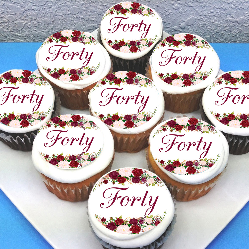 Floral Themed Edible Cupcake Toppers