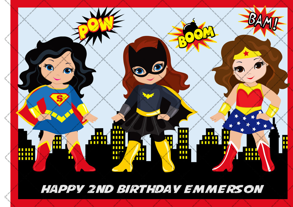 Superhero Girls Edible Cake Topper