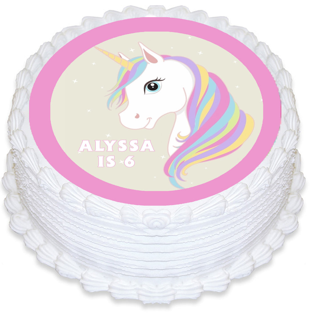 Unicorn Round Edible Cake Topper