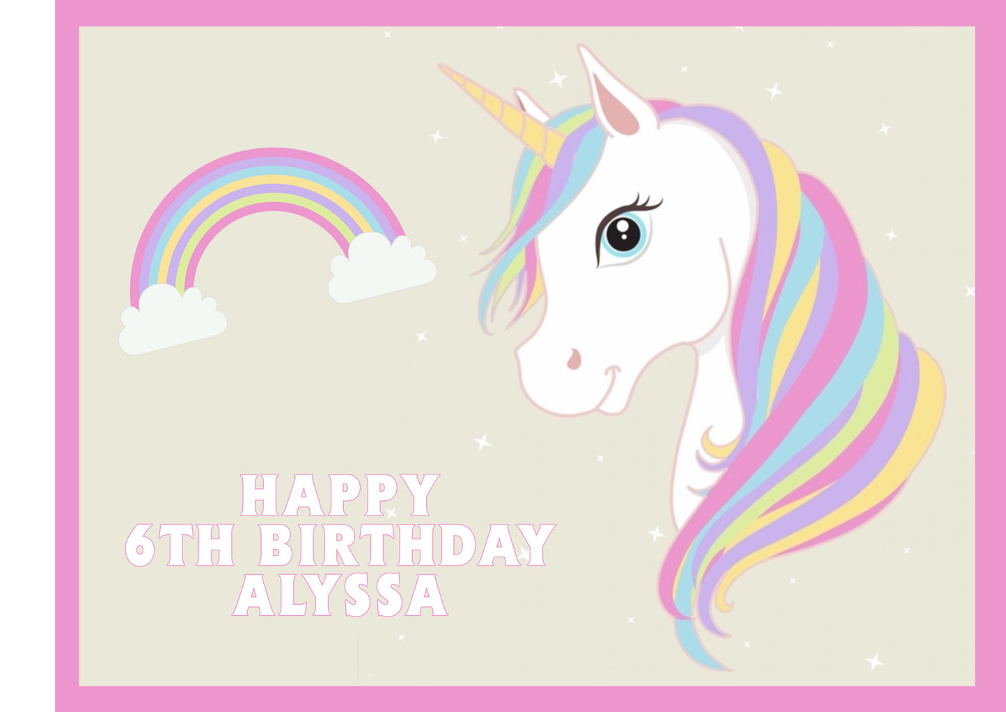 Unicorn Rectangle Edible Cake Topper