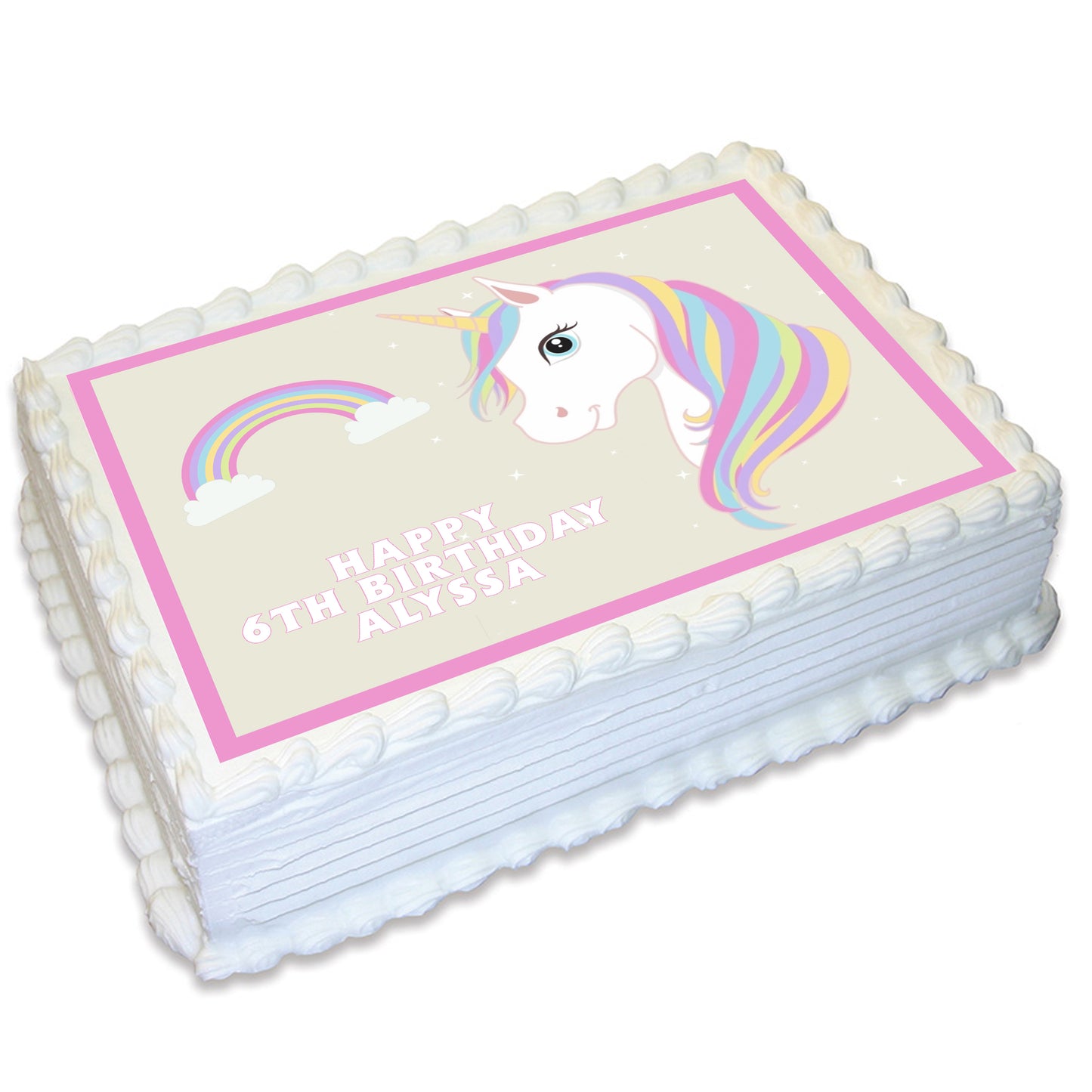 Unicorn Rectangle Edible Cake Topper