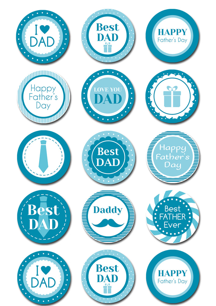 Fathers Day Dad Edible Cupcake Toppers