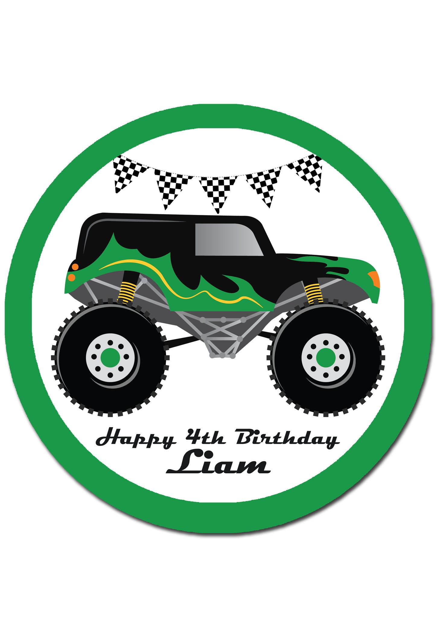 Monster Truck Round Edible Cake Topper