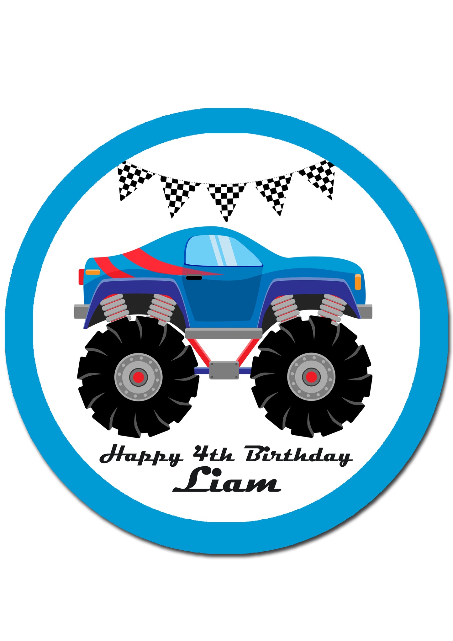 Monster Truck Round Edible Cake Topper