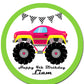 Monster Truck Round Edible Cake Topper
