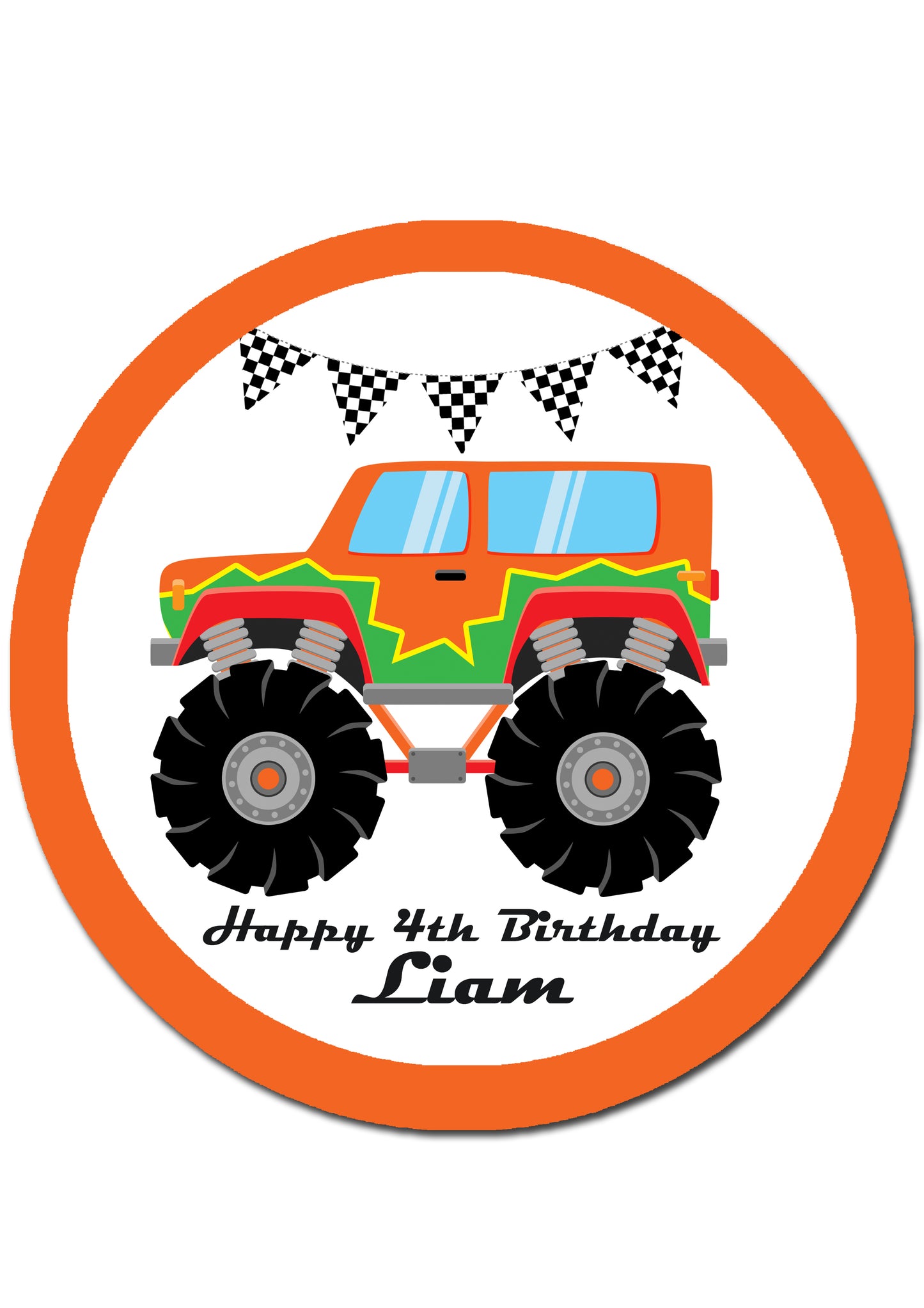 Monster Truck Round Edible Cake Topper