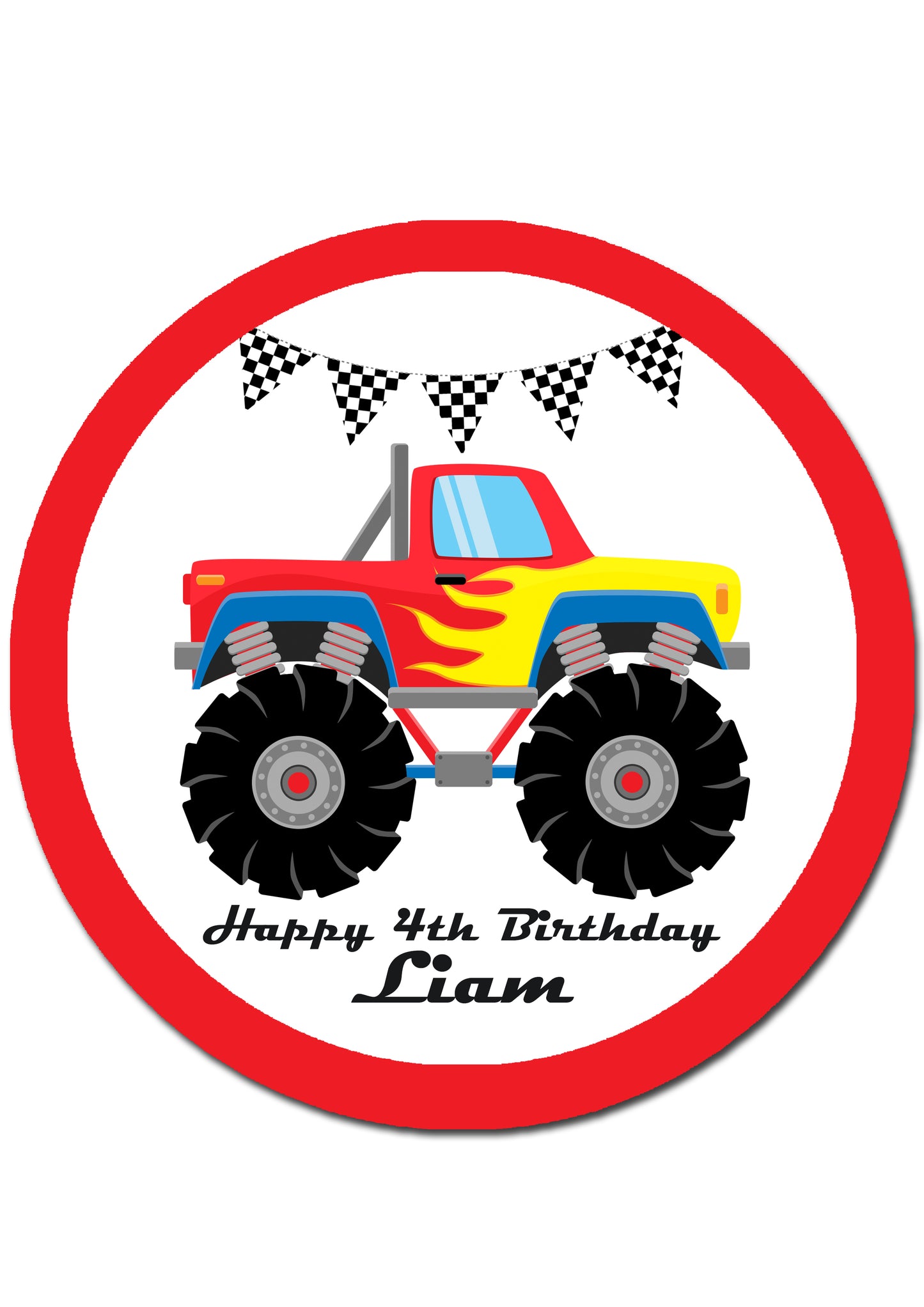 Monster Truck Round Edible Cake Topper