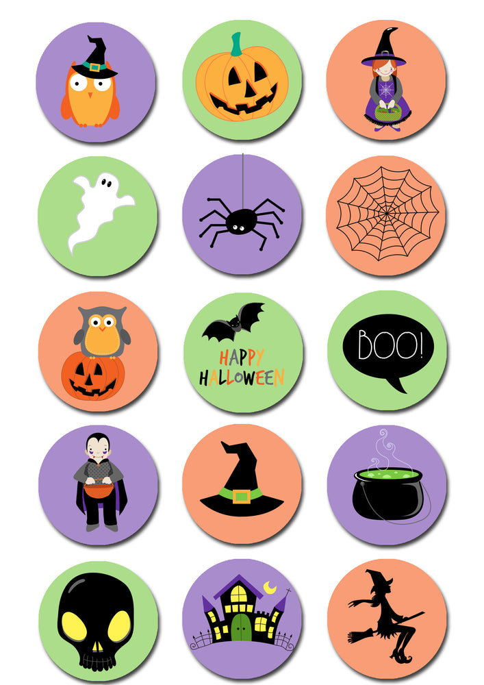 Halloween Pre-cut Edible Icing Cupcake or Cookie Toppers