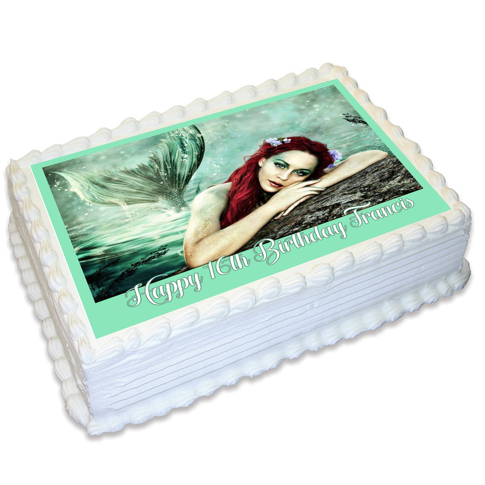 Mermaid Rectangle Edible Cake Topper