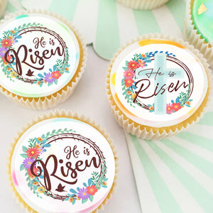 Easter Religious Pre-cut Edible Icing Cupcake or Cookie Toppers