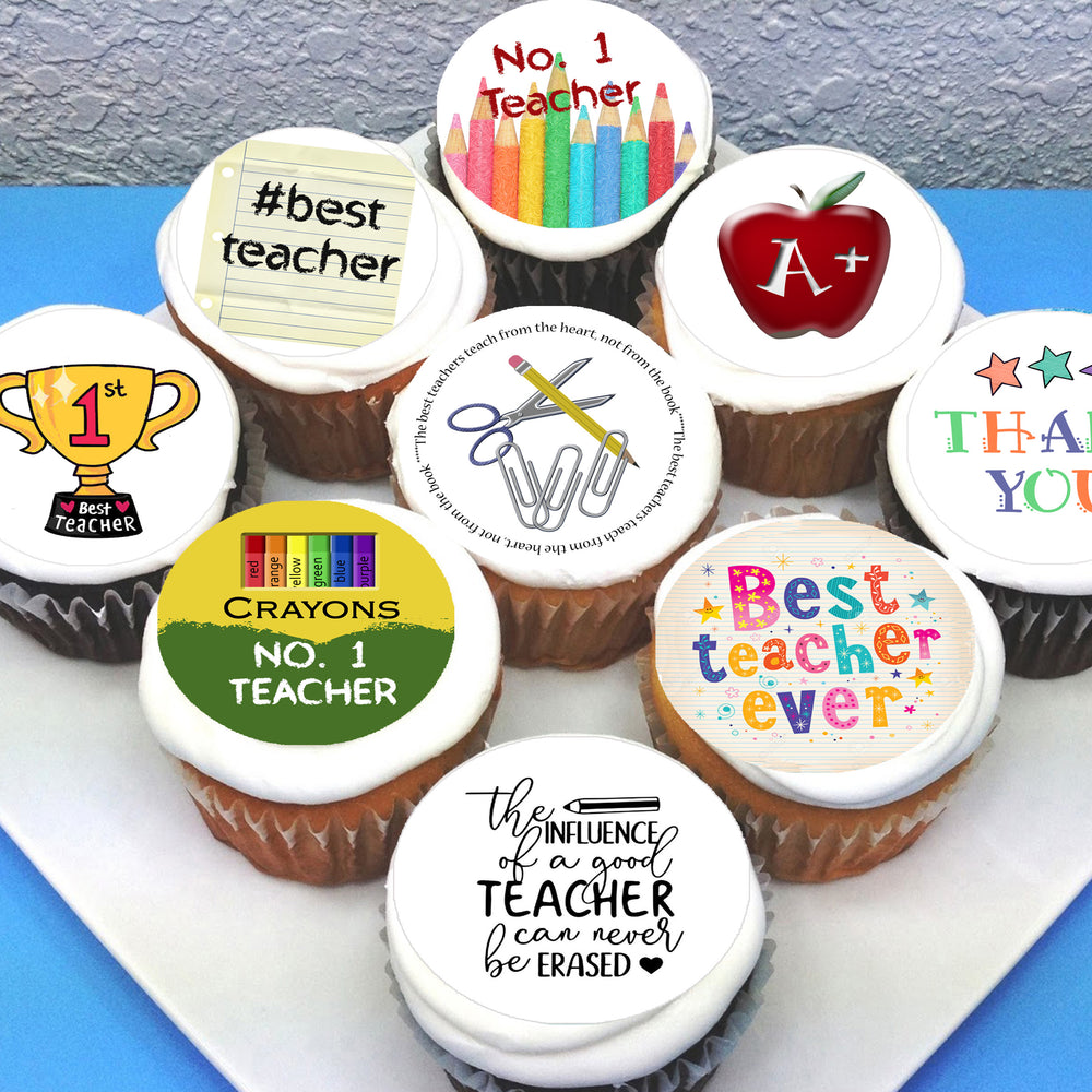 Teacher Themed Edible Cupcake Toppers