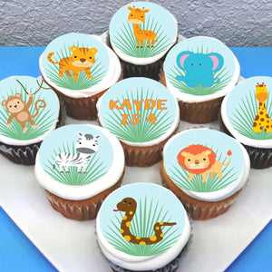 Jungle Animal Safari Edible Cupcake Toppers