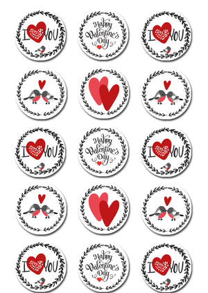 Valentine's Day Love Pre-cut Edible Icing Cupcake or Cookie Toppers