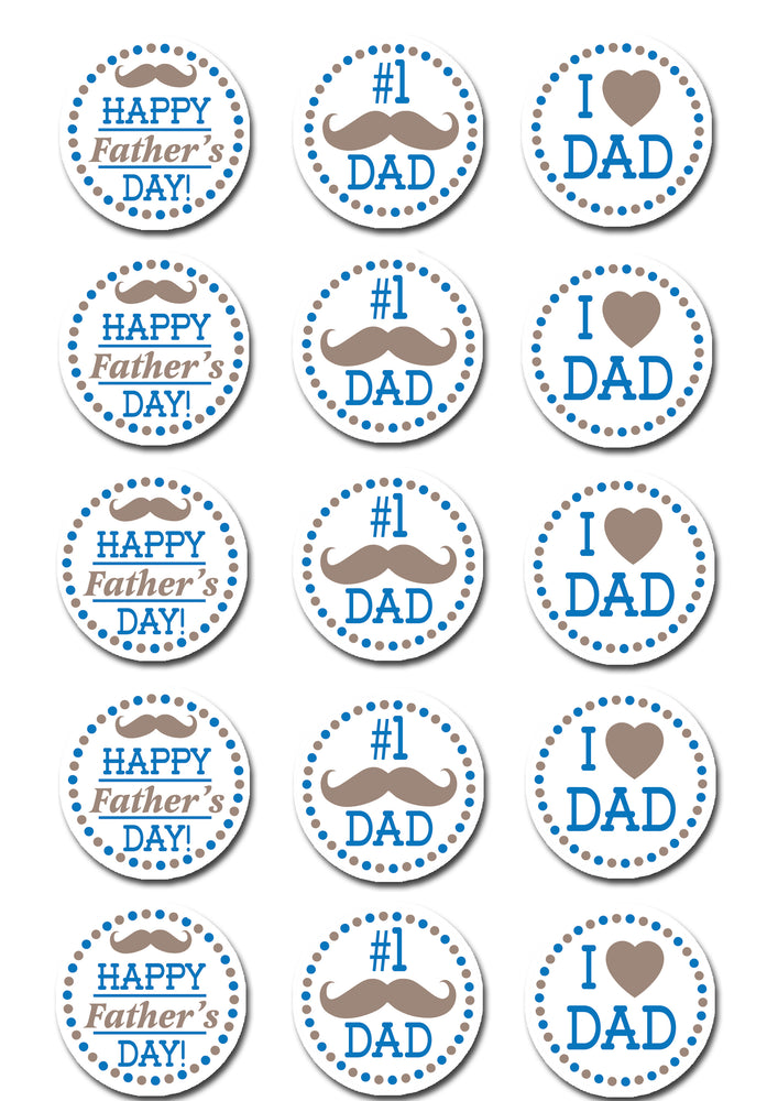 Fathers Day Dad Edible Cupcake Toppers