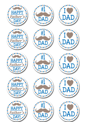 Fathers Day Dad Edible Cupcake Toppers