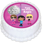 Disco Dance Round Edible Cake Topper