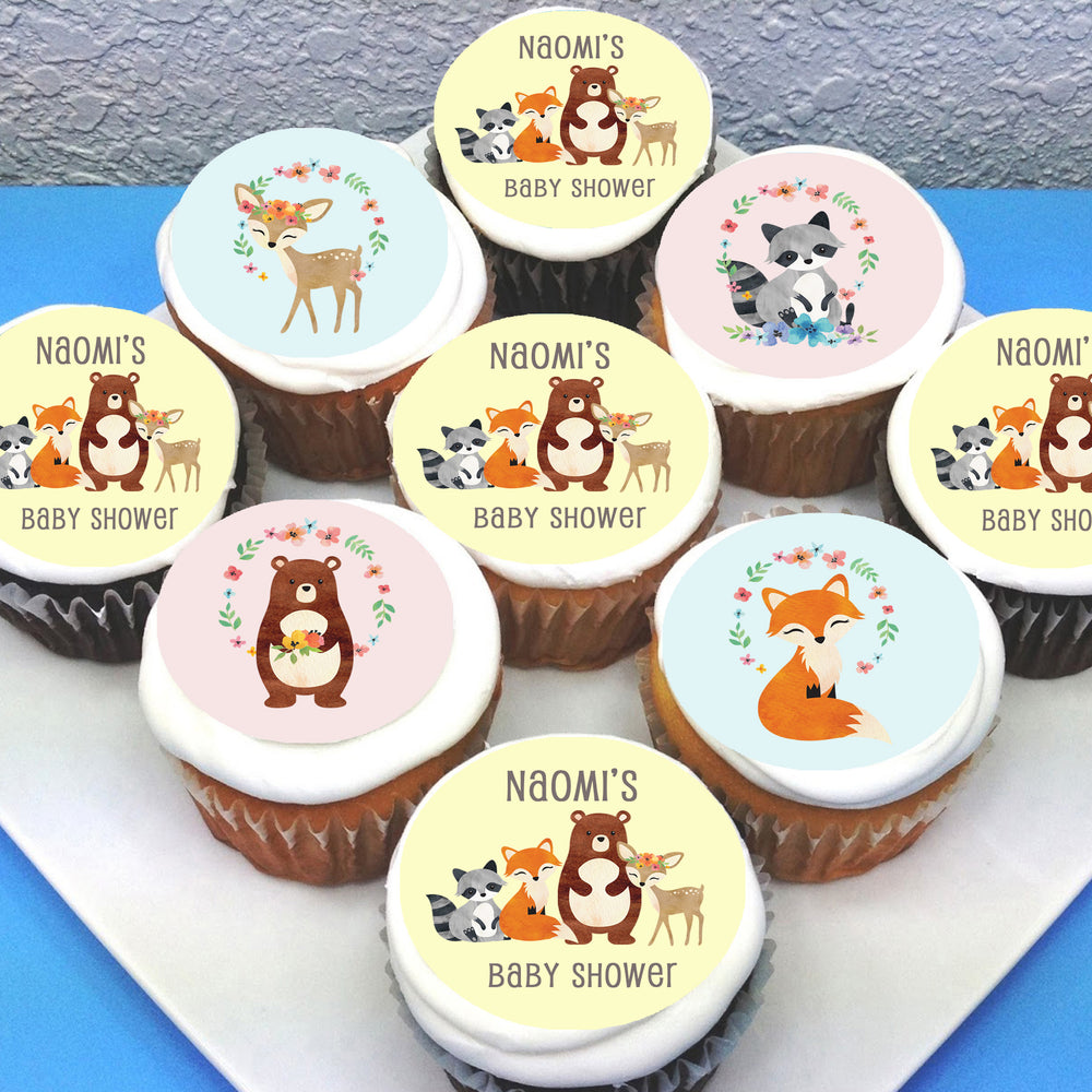 Forest Animals Baby Shower Edible Cupcake Toppers