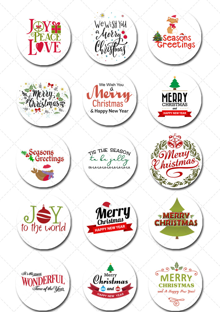Christmas Xmas Edible Icing Cupcake or Cookie Toppers