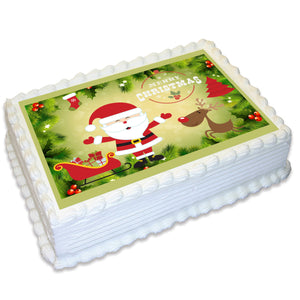 Christmas Xmas Rectangle Edible Icing Cake Topper