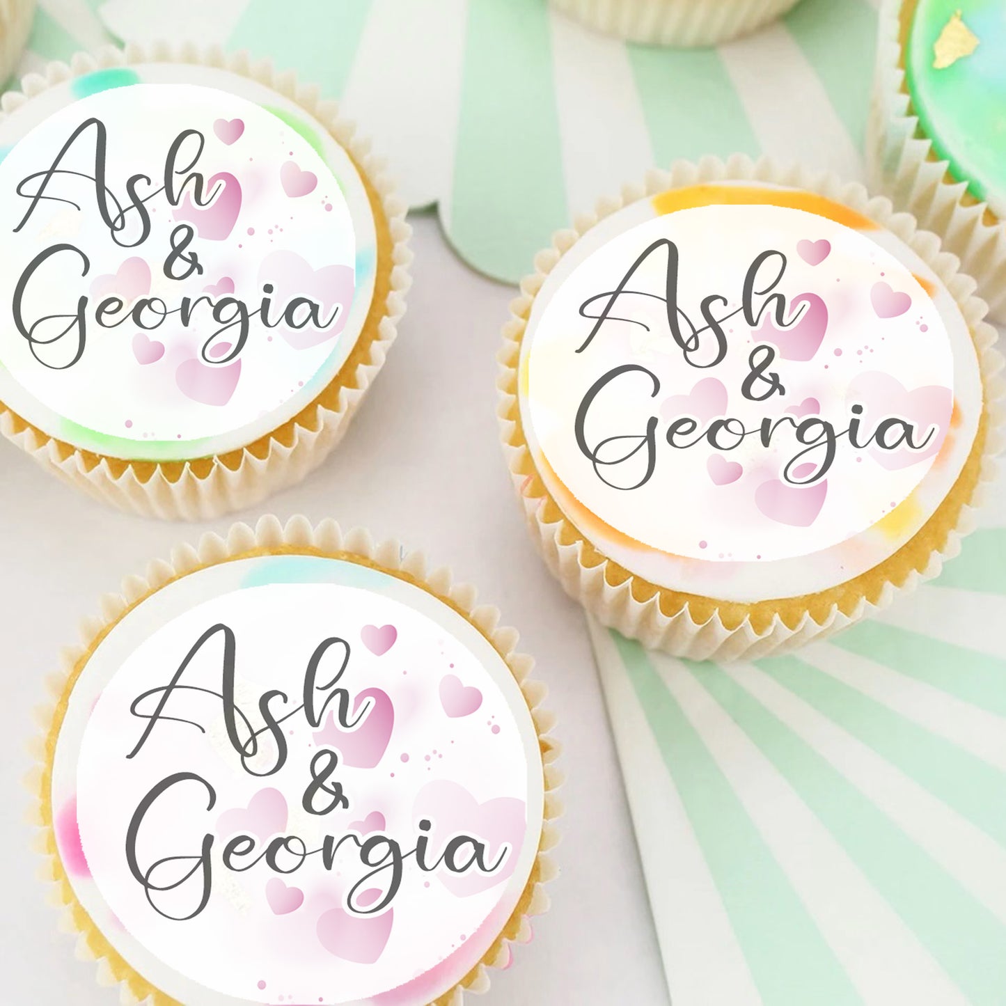 Engagement Wedding Pre-cut Edible Icing Cupcake or Cookie Toppers