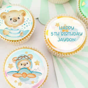 Cute Teddy Bears Pre-cut Edible Icing Cupcake or Cookie Toppers