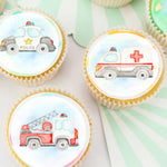 Emergency Vehicles Pre-cut Edible Icing Cupcake or Cookie Toppers