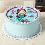Mermaid Under the Sea Round Edible Icing Cake Topper