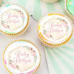 Baby Girl Floral Shower Pre-cut Edible Cupcake or Cookie Toppers