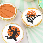 Basketball Sports Pre-cut Edible Cupcake or Cookie Toppers