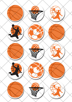 Basketball Sports Pre-cut Edible Cupcake or Cookie Toppers