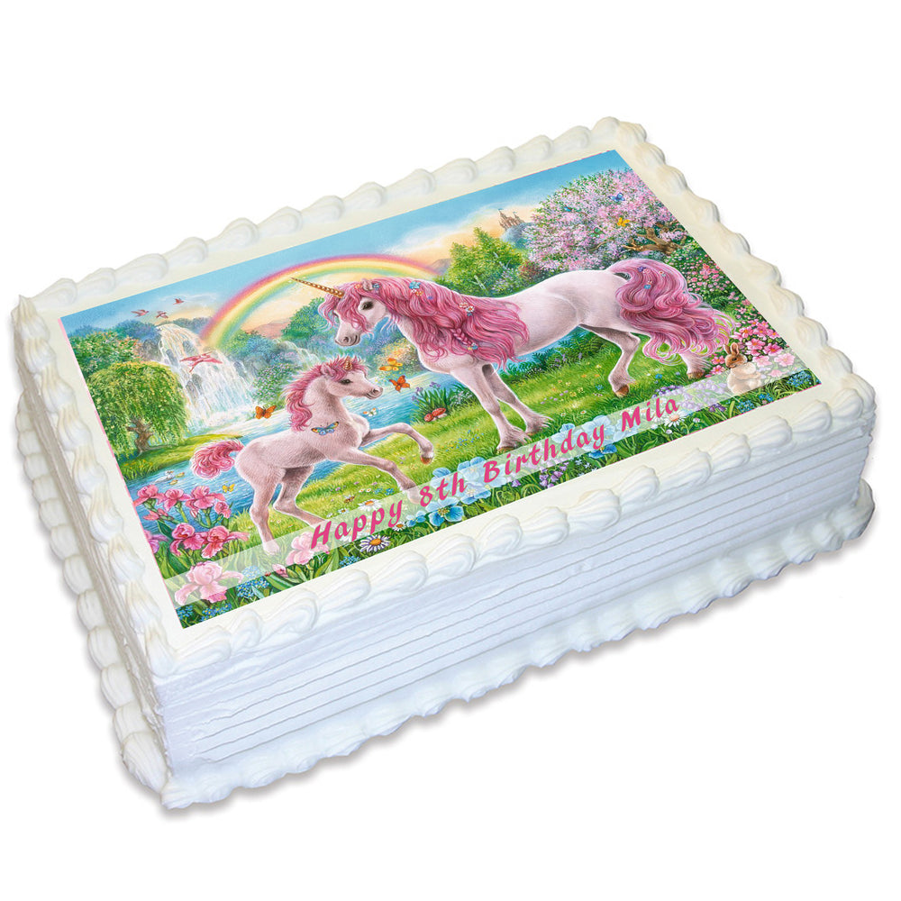 Unicorn Rectangle Edible Icing Cake Topper