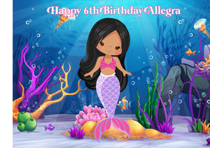 Mermaid Under The Sea Rectangle Edible Icing Cake Topper