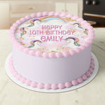 Rainbow Unicorn Horse Pre-cut Round Edible Cake Topper