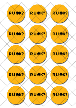 RUOK Pre-cut Edible Icing Cupcake or Cookie Toppers