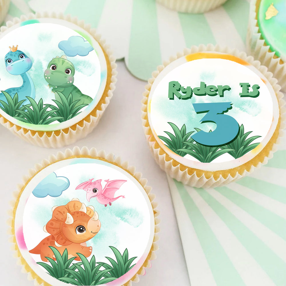 Dinosaur Pre-cut Edible Cupcake or Cookie Toppers