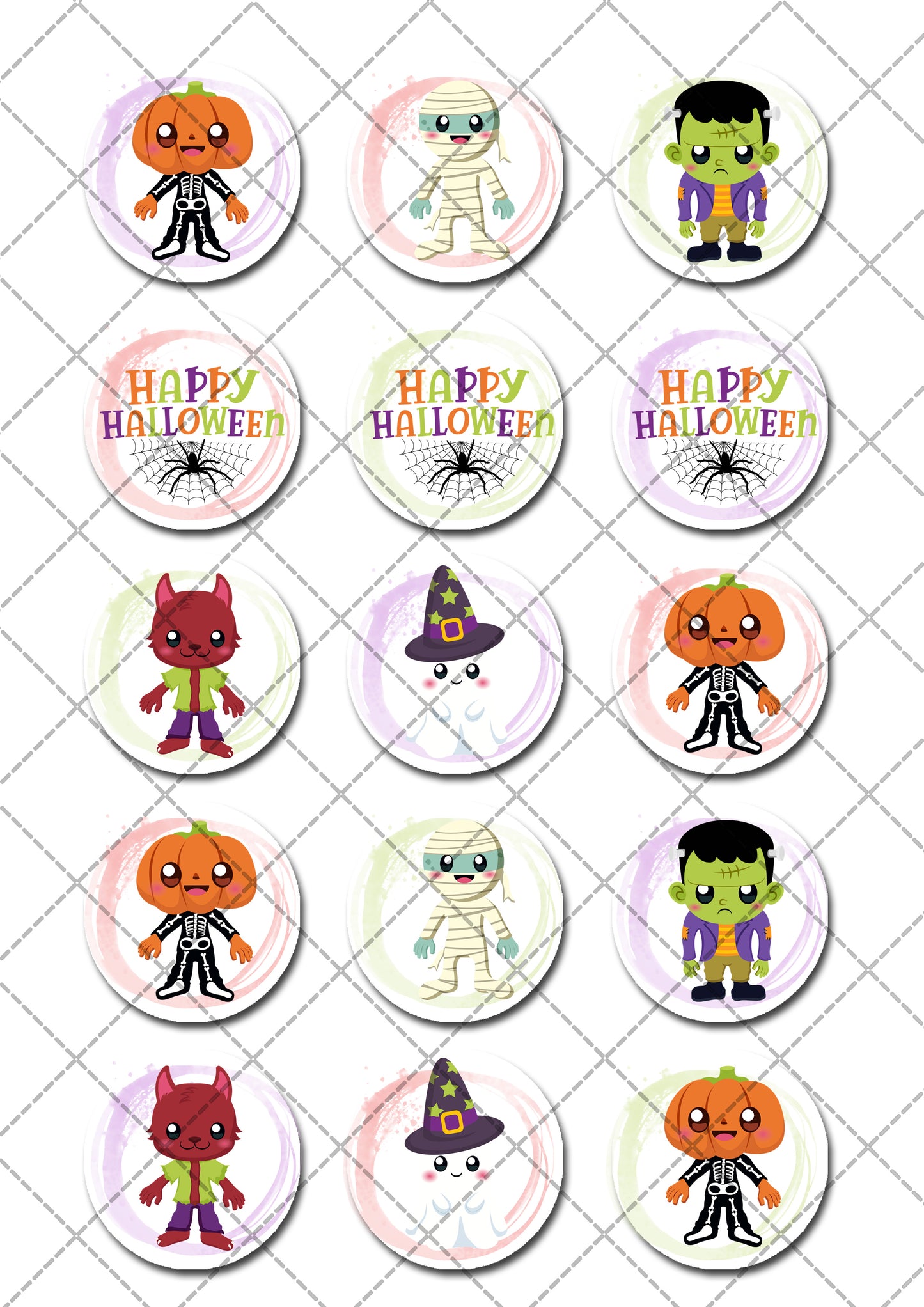 Halloween Pre-cut Edible Icing Cupcake or Cookie Toppers