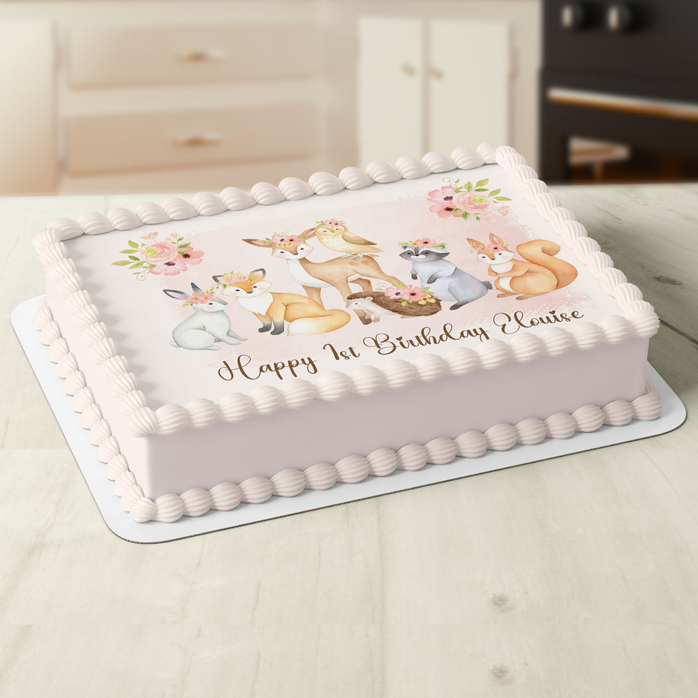 Woodland Animals Personalised Edible Cake Topper
